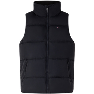 Tommy秋冬童装男休闲简约撞色印花保暖立领儿童棉服背心马甲外套