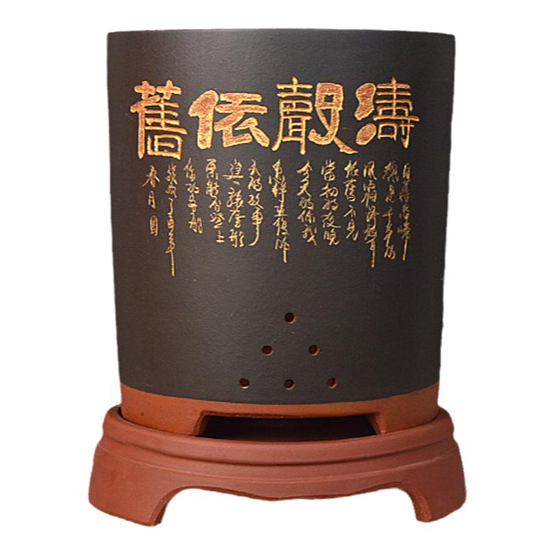 宜兴大圆筒点彩室内外紫砂花盆