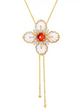 《海岛夏花》原创纯银贝母毛衣链