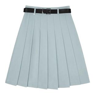 灰蓝百褶半身裙女伞裙百搭显瘦高腰a字裙短裙显瘦