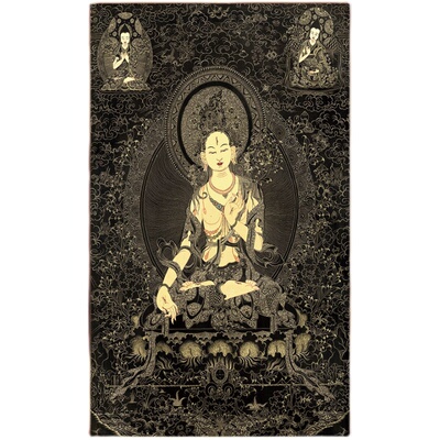 白度母黑金唐卡描金静心减压涂色