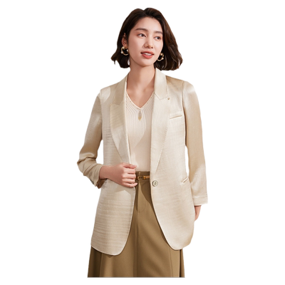 乔万尼2026新款夏醋酸休闲西装外套女洋气高级精致感西装EM2B709