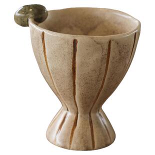 拾器集高脚杯子可爱卡通手作原创粗陶个性复古咖啡拿铁甜酒水茶杯