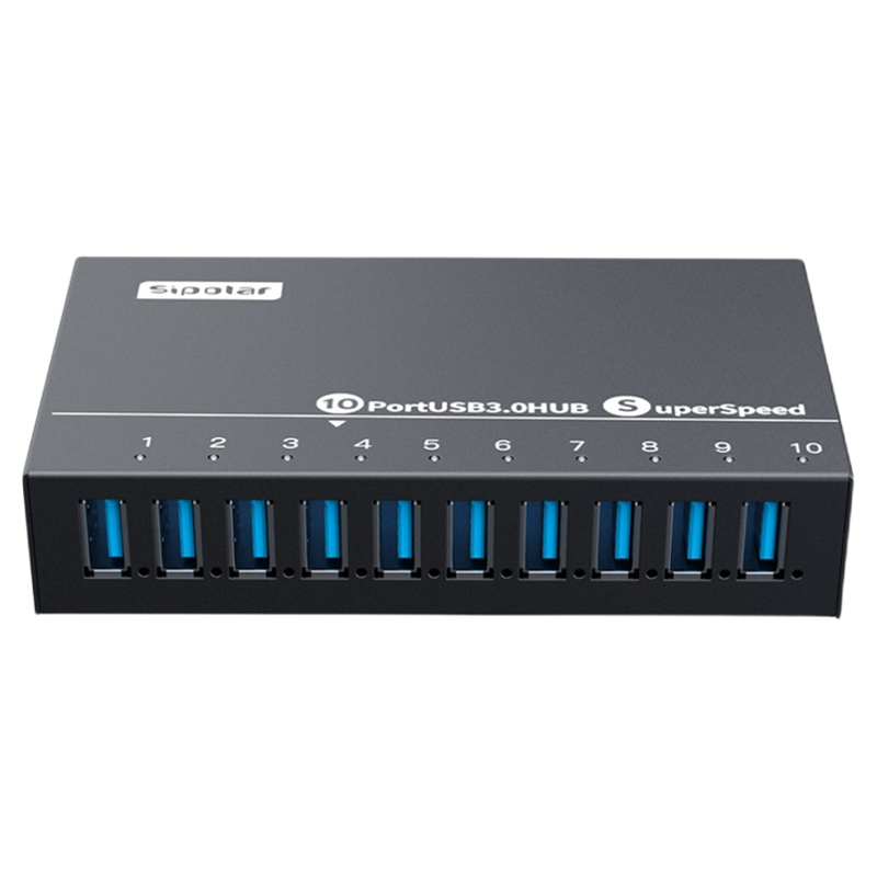 西普莱A-103工业级一拖10口USB3.0高速扩展集线器手机刷机 批量测试HUB分线器 带外接电源