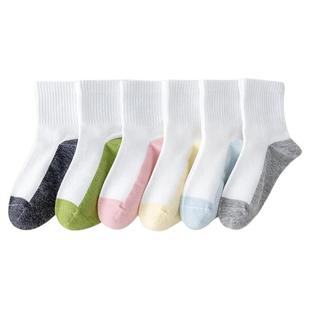 儿童袜子100%纯棉春夏白色黑底男女童学生袜防臭中筒袜跑步运动袜