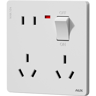 奥克斯一开八孔插座带开关86型暗装墙壁电源多孔多功能厨房插座