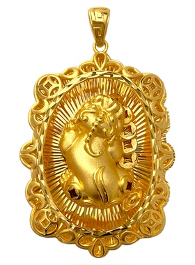 沙金无事牌吊坠情侣款