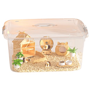 仓鼠笼子透明金丝熊专用基础笼子超大加厚带盖基础笼养殖箱饲养箱