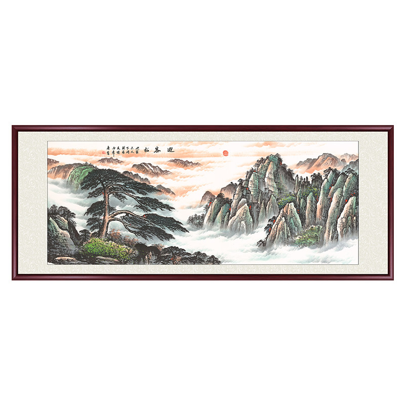 国画山水画手绘真迹迎客松挂画