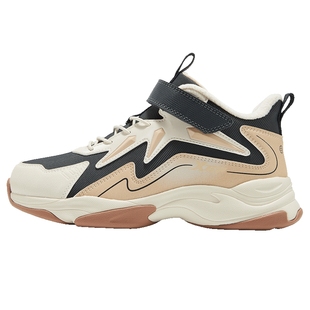 特步童鞋冬季新款中大童男童加绒高帮棉鞋儿童运动防滑耐磨休闲鞋