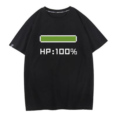 秀洛防御力+1 HP1血条游戏动漫周边纯棉短袖T恤肥宅宅二次元衣服