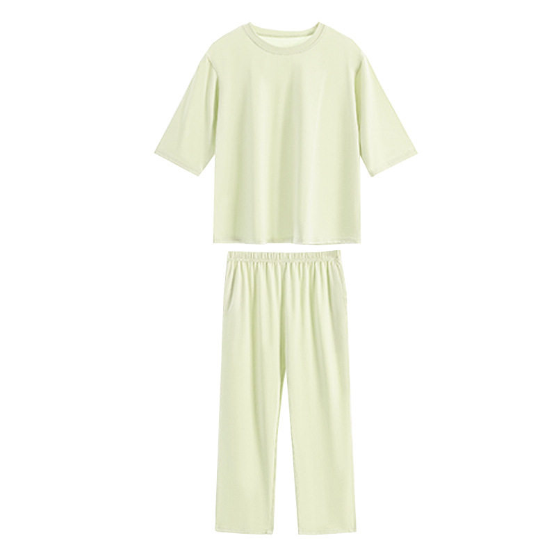 夏天女士睡衣女2026新款夏季纯棉圆领上衣薄款大码家居服宽松套装