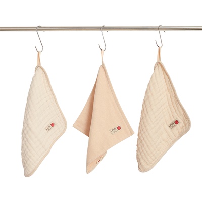 保宁UPIS有机彩棉婴儿宝宝纱布手帕口水巾儿童擦脸彩棉3件装方巾