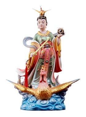 戴玉堂陶瓷摆件《九天玄女锦衣彩》踏风九天圣母娘娘神像供奉家用
