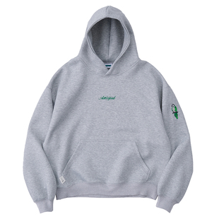 ACTIONS 秋冬重磅Boxy短宽刺绣连帽卫衣美式廓形加厚基础套头帽衫