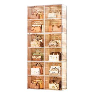 包包收纳神器分层置物架家用装帽子的透明落地衣柜防尘存放展示盒