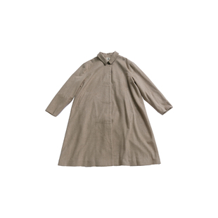 远家山羊绒羊毛呢料轻薄款大衣 复古翻领中长外套落肩秋LL5358限