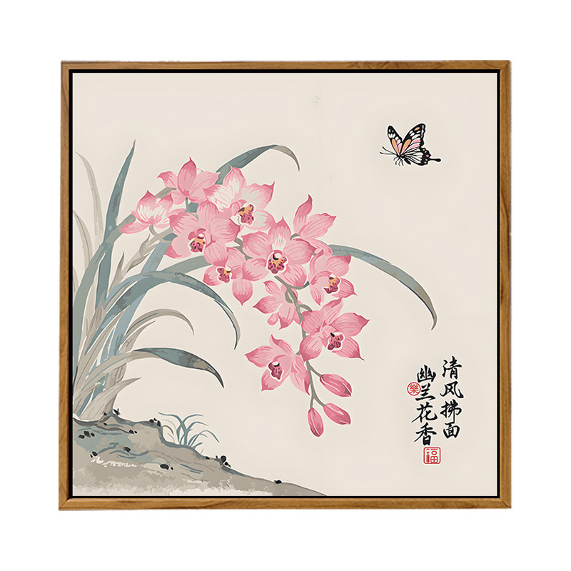 中古风兰花花卉DIY数字油画