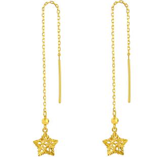 周六福5G黄金星星耳链女款2代无极金系列计价足金耳坠新年礼物