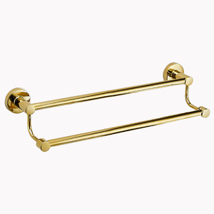 金色毛巾架卫生间免打孔浴室置物架挂杆双杆不锈钢壁挂加长毛巾杆