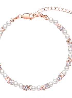 阿吉豆手链女款珍珠拼接手串饰品