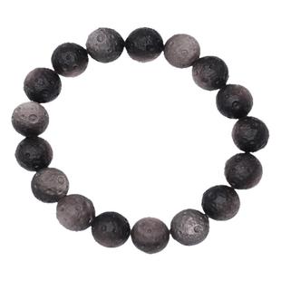 珂拉咪 天然银曜石手链男女款 星球陨石月球猫眼黑曜石水晶手串