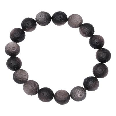 珂拉咪 天然银曜石手链男女款 星球陨石月球猫眼黑曜石水晶手串