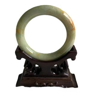 缅甸天然翡翠A货手镯黄翡黄色圆条手镯卡55女款圆条手镯一物一证