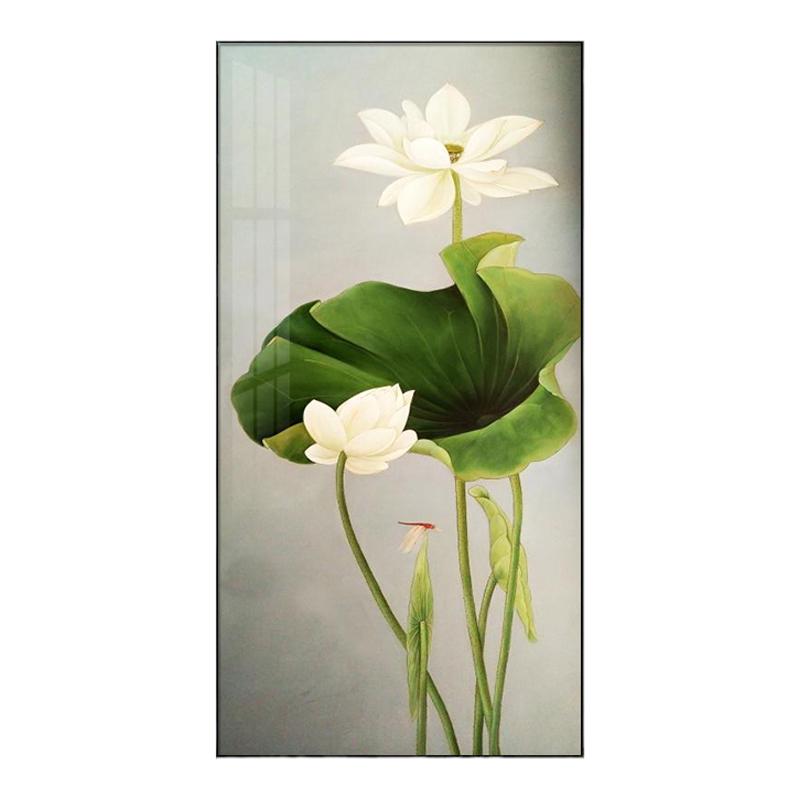 荷花玄关装饰画简约入户客厅