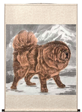 手绘藏獒国画传统宣纸十二生肖画