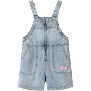 巴拉巴拉童装儿童短裤女童夏装全棉牛仔休闲中大童裤子背带裤时尚