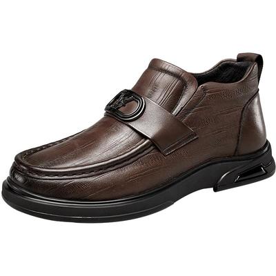 意尔康男鞋官方旗舰店加绒皮鞋