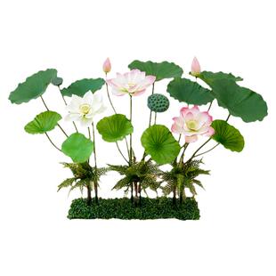 荷花仿真花手感假荷叶中式水池装饰造景芦苇绿植景观舞蹈摆设道具