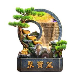 假山流水生财摆件循环水景办公室客厅玄关风水轮桌面摆件开业乔迁