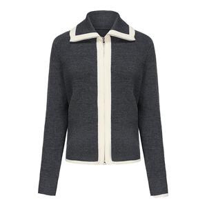 AOT 毛织翻领女士外套丨100%羊毛丨软糯细腻丨宽松保暖简约撞色