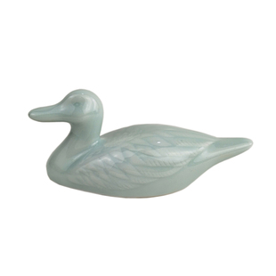 轻奢风现代简约鸭青瓷茶室茶桌面书房博古架橱柜汽车装饰摆件