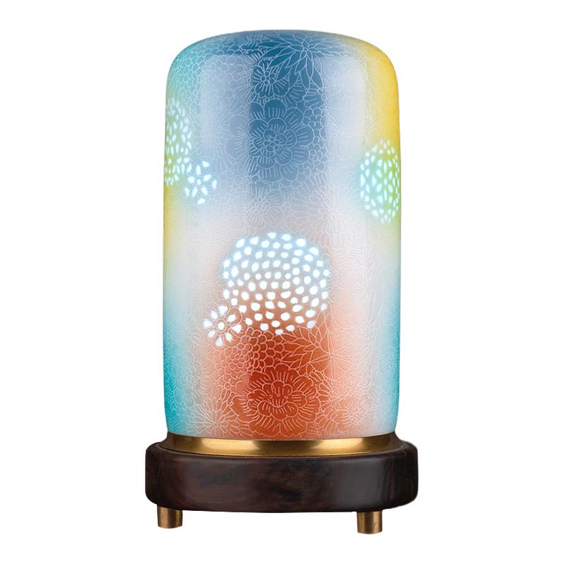 古帛扒花桃花洞釉可调光小夜灯