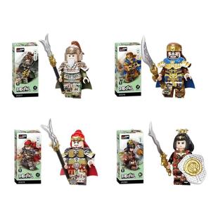 迪库积木三国小侠男孩益智拼装玩具人仔儿童拼插张苞程普星彩小人