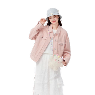 【奶噗噗IP联名】紫涵牛仔外套女秋季新款宽松简约休闲全棉上衣