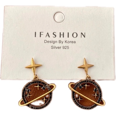 环绕星球镶钻摩登通勤风银针耳夹