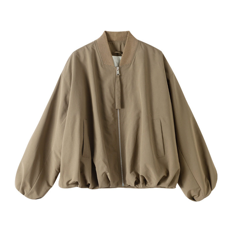 忆霏冬季棒球领轻薄短款羽绒服女