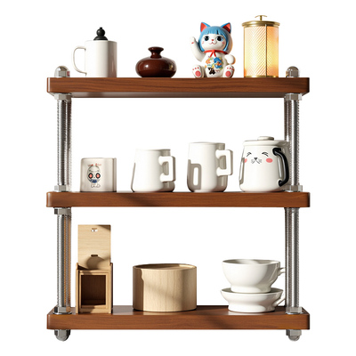 实木桌面可调节杯子收纳置物架