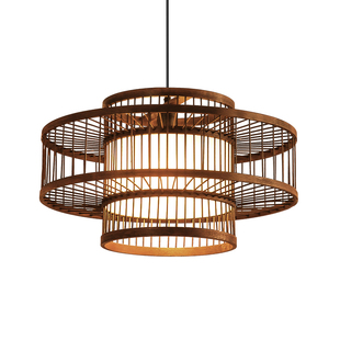 新中式竹编吊灯禅意茶室茶桌灯餐厅名宿中古国风吊灯日式中式灯笼