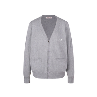 花铃太太原创jk学院风毛衣浅灰色针织开衫外套春季长袖上衣女薄款