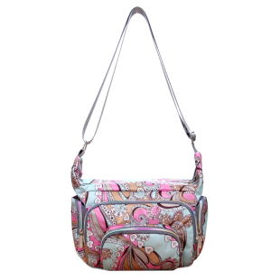 新款女式帆布斜挎包中老年花布包时尚妈妈包尼龙冬季牛津布单肩包