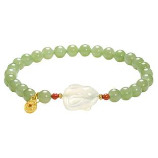 静风格STYLEJING天然和田玉手链女款  招财玉兔手串手饰礼物女生