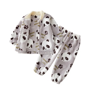 男童睡衣冬季加绒加厚儿童珊瑚绒家居服秋冬款宝宝法兰绒套装新款