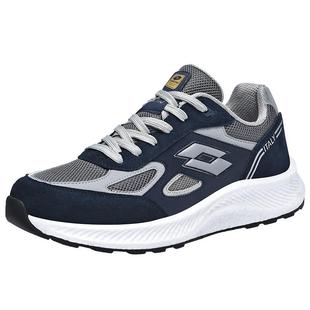 乐途黑色运动鞋男款跑步鞋休闲超轻跑鞋减震复古拼接厚底网面鞋子