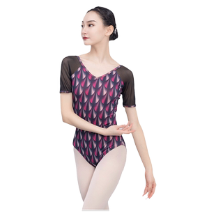 秋冬舞蹈练功衣连体印花芭蕾舞练功服成人女形体上衣体操服舍宾服