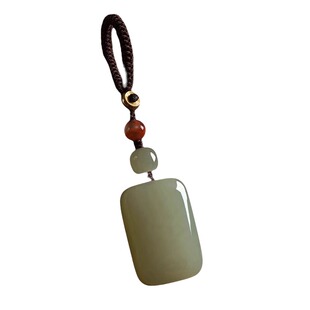 保真天然和田玉正品平安无事牌钥匙扣高档玉佩车钥匙钥匙挂件男女